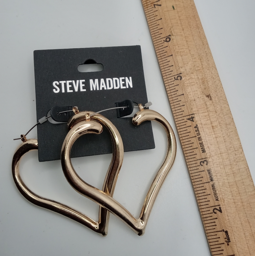 Steve Madden Big Gold Heart Earrings